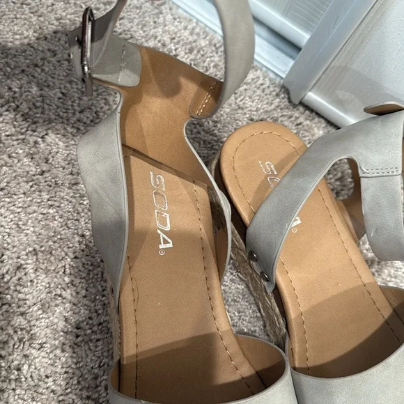 Gray Espadrille Wedge Sandals by Soda - Picture 2 of 7
